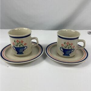 Newcor Stoneware Boutique 410 Set of 2 Cups and Saucers